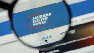 the American Electric Power logo is magnified on a website
