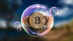 A concept image showing Bitcoin (BTC) in a bubble.