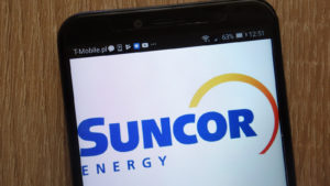 Suncor Energy logo displayed on a modern smartphone