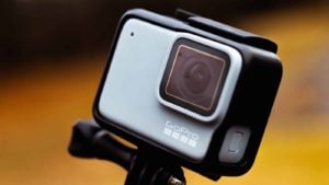 image of a white GoPro (GPRO) branded camera