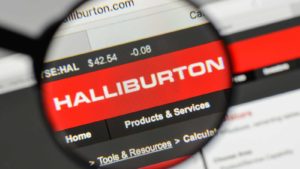 The Halliburton (HAL) logo on the website homepage. HAL stock price prediction.