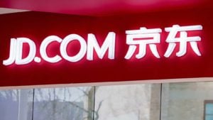 the JD.com (JD) logo on the outside of a building