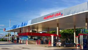 Murphy USA gas station and convenience store located on an out parcel of a Walmart Supercenter