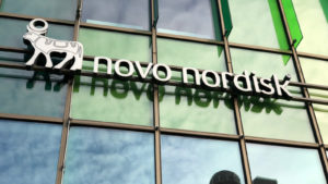 Novo Nordisk logo on a corporate building