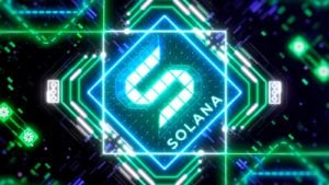 Concept art of the Solana (SOL-USD) blockchain.