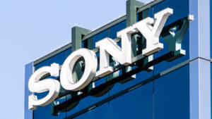 Sony logo on the side of a building at its offices in Silicon Valley.