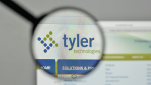 Tyler Technologies (TYL) logo on the website homepage.