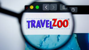 TravelZoo (TZOO stock) website zoomed in on the logo
