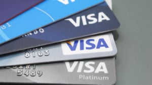 several Visa branded credit cards. reliable blue-chip stocks