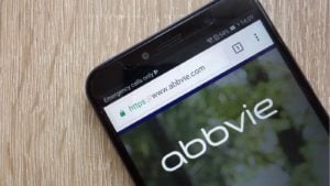 abbvie website and logo on mobile phone. ABBV stock