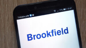 A phone displaying the logo for Brookfield Renewable Corporation (BEPC)