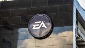 Electronic Arts logo on a wall