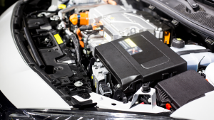 An image of the inside the hood of a car. XPON Stock. battery stocks to buy