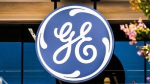 Company breakups: The General Electric GE logo on a building
