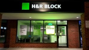 H&R block storefront in Canada. HRB stock.