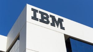 Sign of IBM on the office building