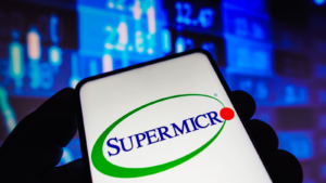 In this photo illustration, the Super Micro Computer, Inc. (SMCI) logo seen displayed on a smartphone screen