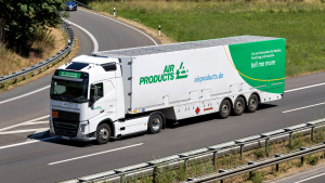 Air Products truck on motorway. APD stock. most undervalued stocks with strong fundamentals to buy in April