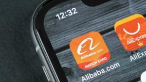 A photo of the Alibaba (BABA) app on a smartphone.