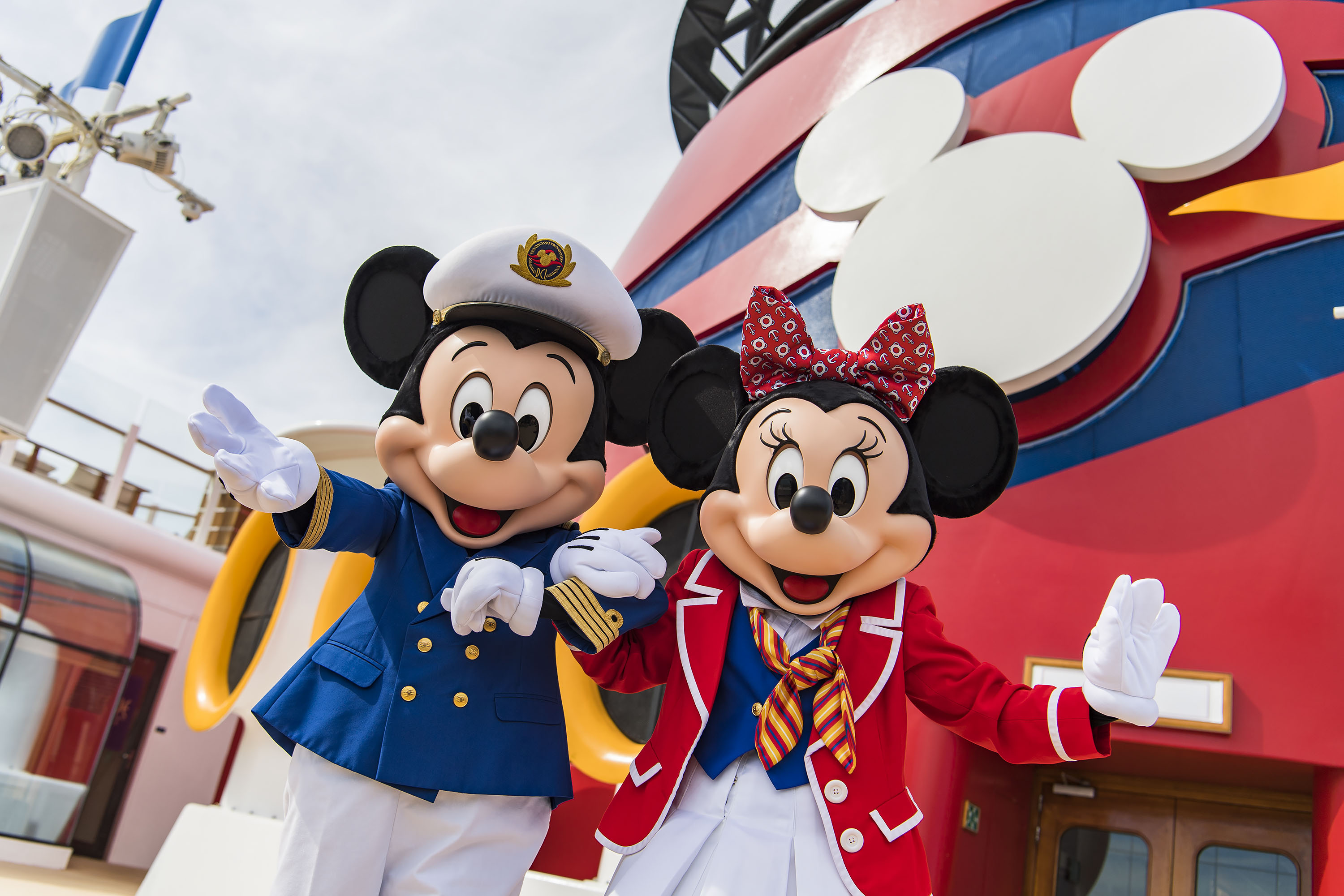 Mickey Mouse and Minnie Mouse on a Disney cruise ship.