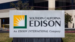 Southern California Edison sign and logo EIX stock