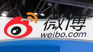 social media stocks weibo.com sign on window