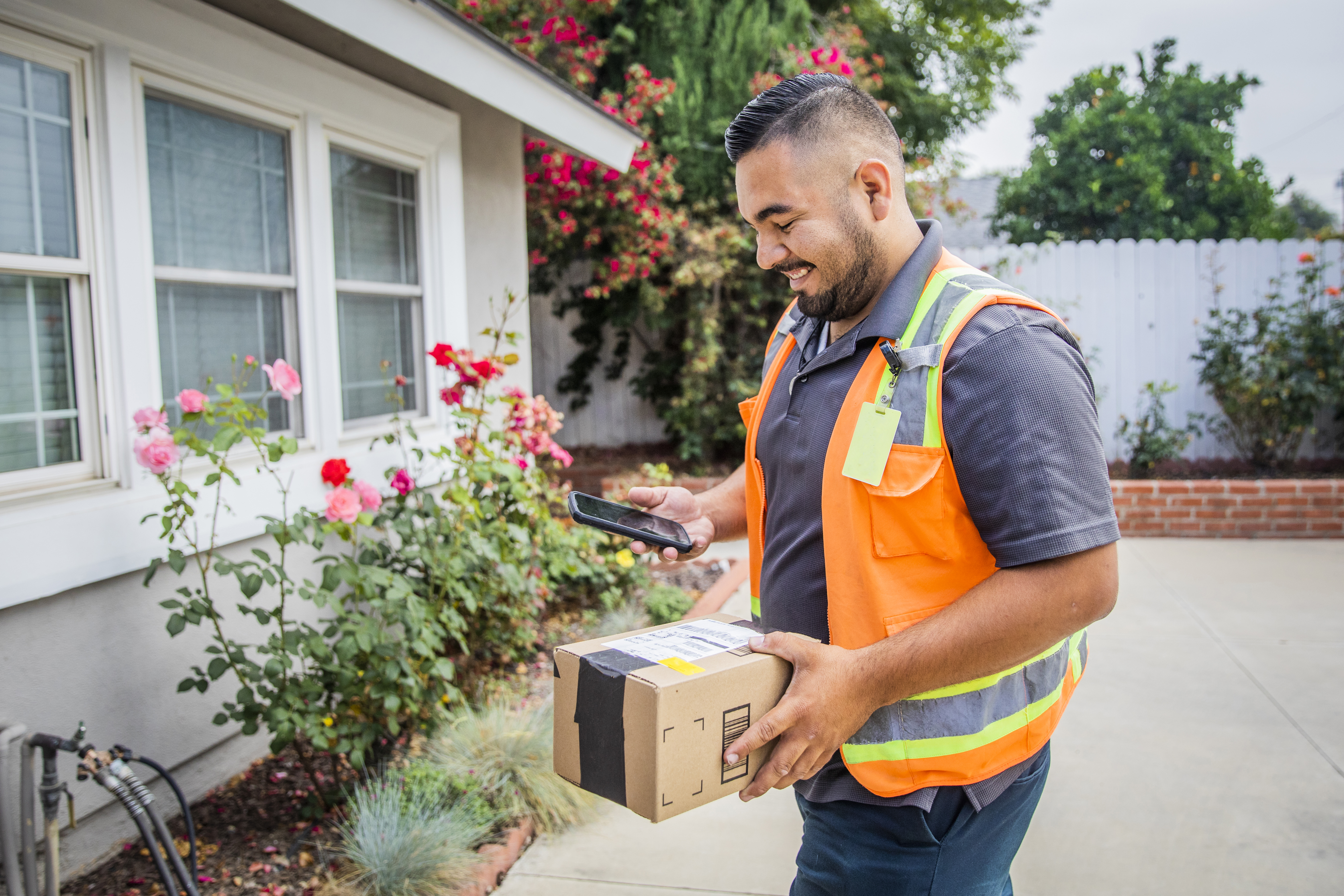 Delivery man with package.
