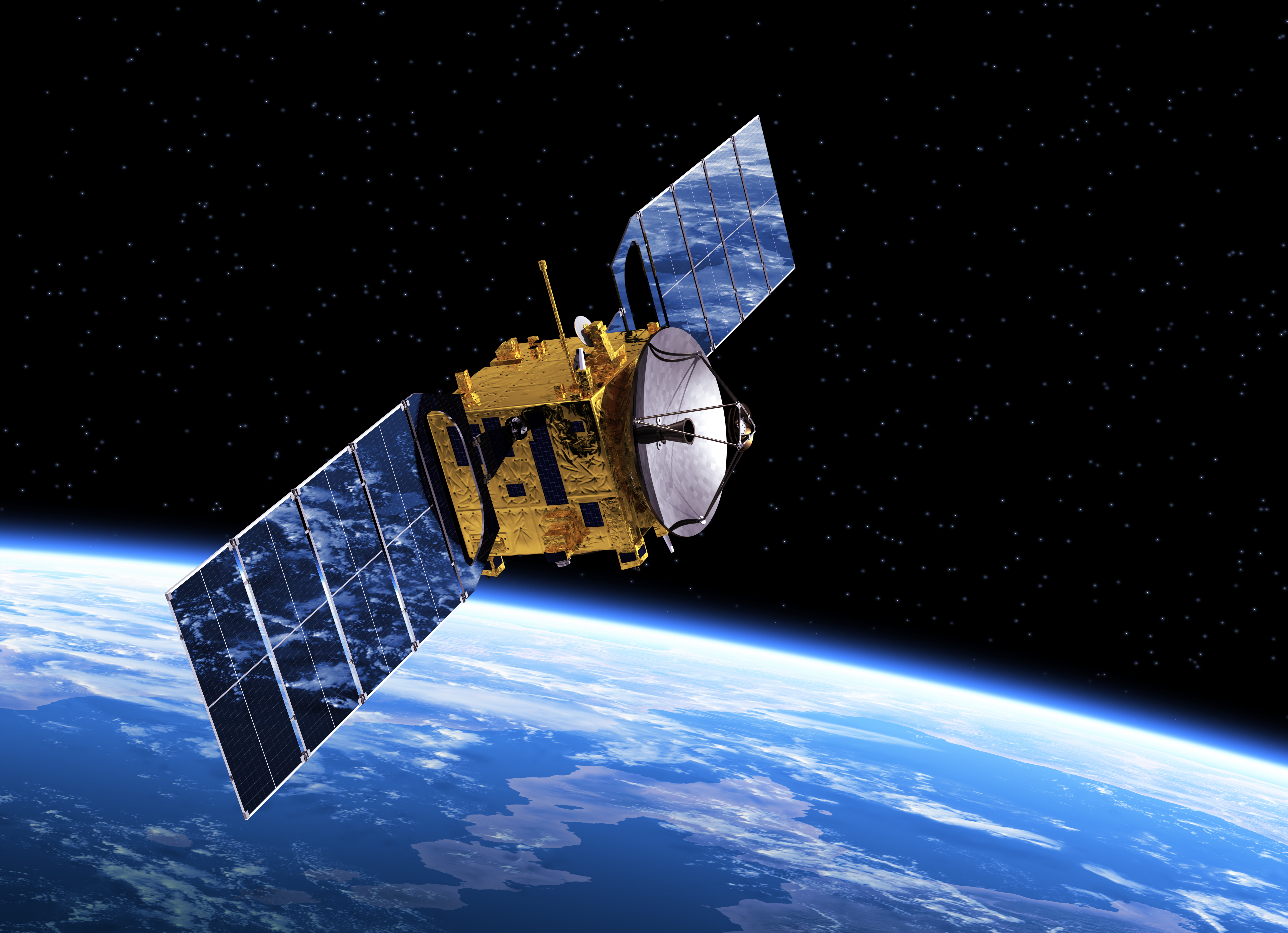 A satellite in orbit.