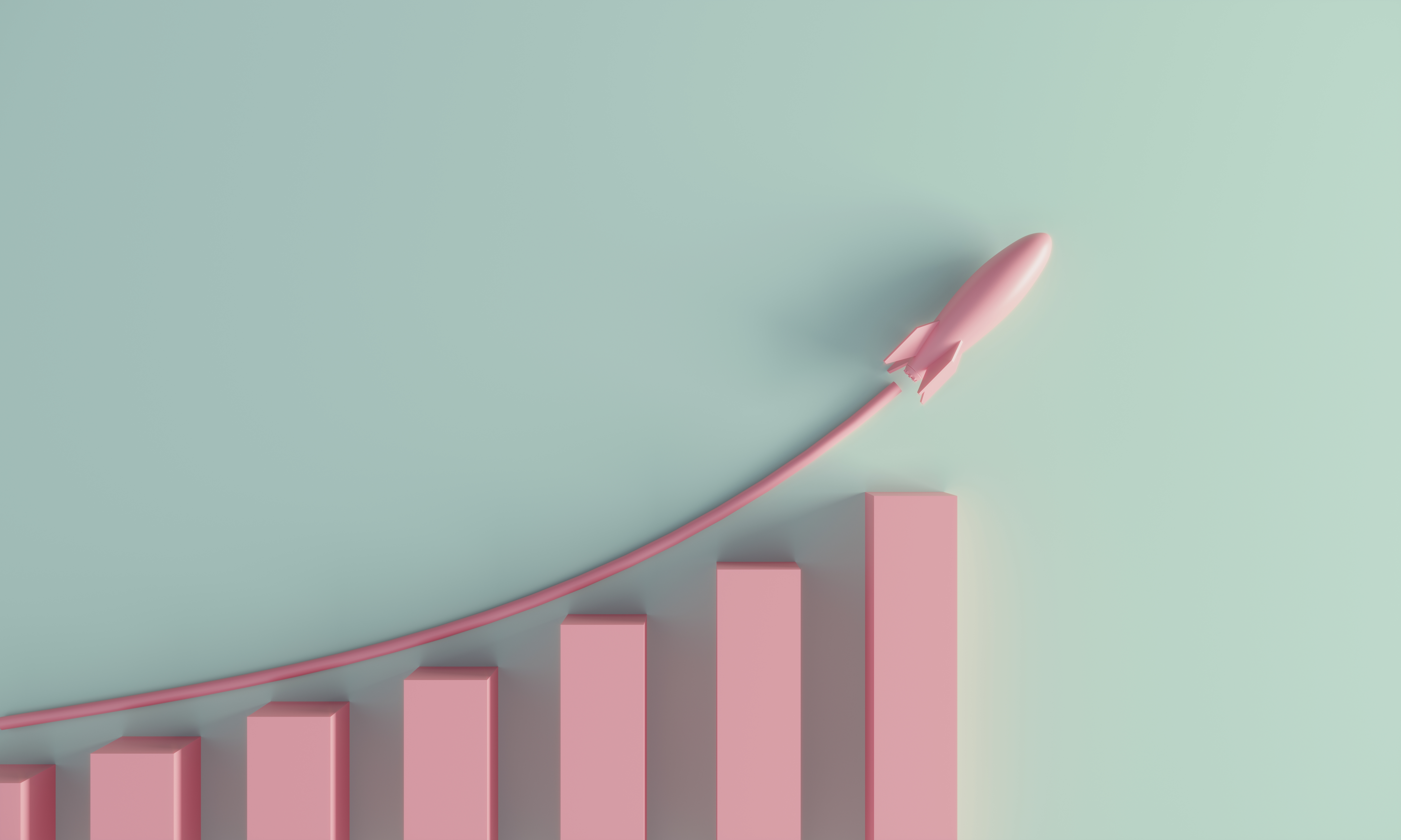 A color chart showing positive movement, illustrated with a rocket.